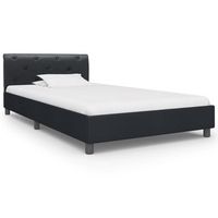 cama individual  estructura de cama de cuero sintetico negro 100x200 cm cfw78418