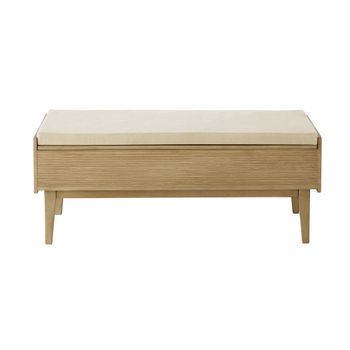 Banco baúl de mango macizo tallado de 110 cm