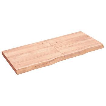 Tablero Mesa Madera Roble Tratada Marrón Claro 140x60x(2-6) Cm Vidaxl
