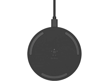 Cargador móvil inalámbrico - Belkin Wireless Charging Pad, Para móviles compatibles con carga Qi, Carga rápida, Negro