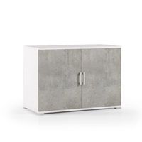 armario polivalente de doble puerta blanco y hormigon