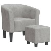 sillon lounge comodo asiento de diseno moderno con reposapies de terciopelo gris claro dec026421
