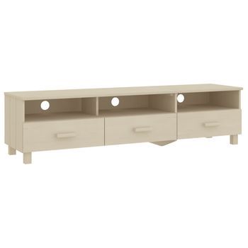Mueble Tv | Mueble De Salón | Armario Tv Hamar Madera De Pino Maciza Marrón Miel 158x40x40 Cm