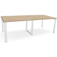 mesa de reuniones estructura metalica blanca 300x120 cm roble ofilike
