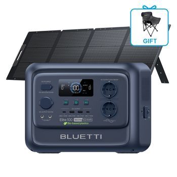 BLUETTI Elite 100 V2 y Panel solar 200W Estación de Energía Portátil Bio-Based ISCC PLUS 1024Wh, 1800W CA, Respaldo para apagones