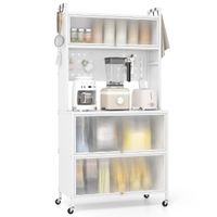 costway estante de cocina de 5 niveles con soporte para microondas con puertas gabinete para despensa con ruedas aparador para comedor
