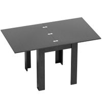 homcom mesa de comedor extensible para 4-6 personas en madera y acero 140x80x775 cm negro   aosom espana