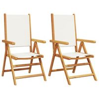 pack 2 uds sillas de jardin  silla de exterior  sillon madera maciza acacia y tela crema blanco