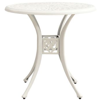 Mesa De Jardín | Mesa De Exterior Aluminio Fundido Blanca 78x78x72 Cm