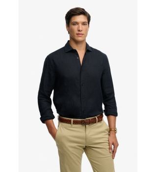 Superdry para hombre. M4011103A Camisa Riviera Lino marino (M), Casual, Clásico, Manga larga