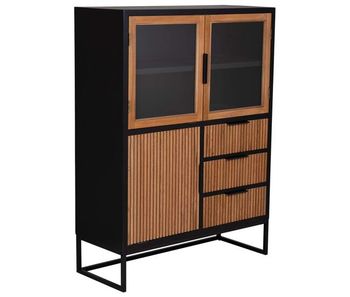 Vitrina 3 puertas y 3 cajones madera 100x40x135h cm