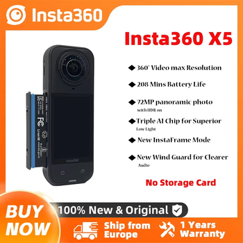 Nueva Cámara de Acción Insta360 X5 8K 30Fps con Lente Intercambiable, Triple Chip AI, Rendimiento en Baja Luminosidad, 185 Minutos de Duración de la Batería, Insta360 X5