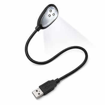 Lámpara LED USB 3W con Interruptor  Luz Blanca 5V  Cuello Flexible para Escritorio, Estudio y Oficina ,Color negro
