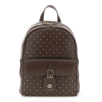 mochila con bolsillo frontal y micro tachuelas dark brown