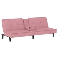 sofa cama  sofa convertible con portavasos terciopelo rosa