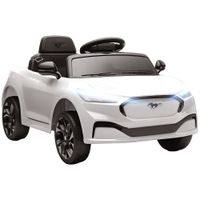 aiyaplay coche electrico para ninos ford mustang mach-e con licencia oficial 12 v control remoto 24 g 2 motores 92x55x44cm blanco
