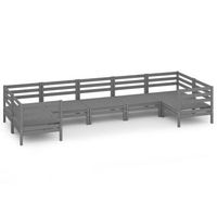 juego de muebles de jardin 7 piezas madera maciza de pino gris vidaxl