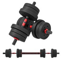 kit de mancuernas homcom 2 en 1 juego de 20 kg barras de peso ajustables incluidas - entrenamiento muscular y halterofilia