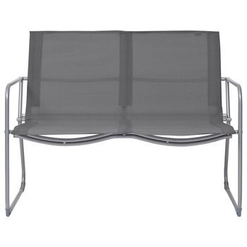 Conjunto De Muebles De Jardín 4 Uds | Mesa Y Sillas Tela Y Acero Gris