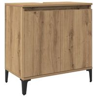 armario de lavabo  mueble de lavabo madera de ingenieria roble artisan 58x33x60 cm