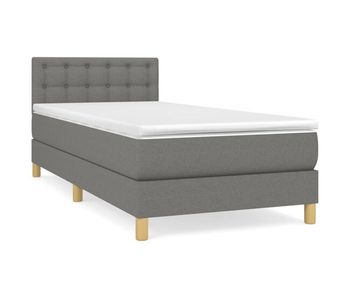 Cama box spring con colchón tela gris oscuro 90x200 cm botones