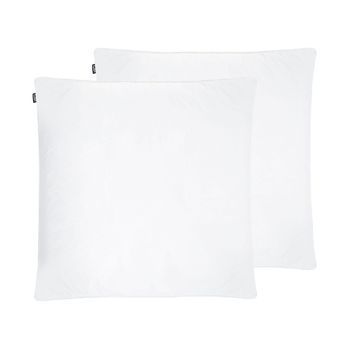 Conjunto De 2 Almohadas De Algodón Blanco Plumón Plumas De Pato 80 X 80 Cm Alta Medio Suave Descanso Feldberg