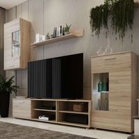 mueble de salon en color roble sonoma 230x383 cm moderno