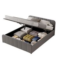 cama con canape abatible 140 x 190 cm en terciopelo gris tampa