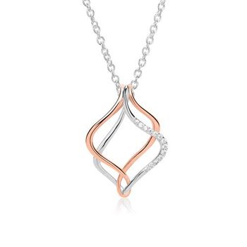 Cadena ancla con colgante plata 925 bicolor