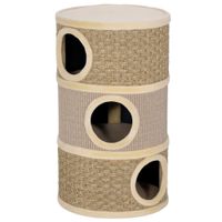 pawhut barril rascador para gatos de 3 niveles altura 79 cm tonel de escalada con cama cubierto de sisal caqui y cafe