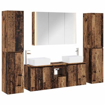 Juego De Muebles De Baño 6 Uds. Madera Envejecida Vidaxl