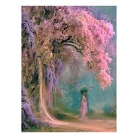 cuadro con cerezo y pareja en alu-dibond multicolor 30x40 cm