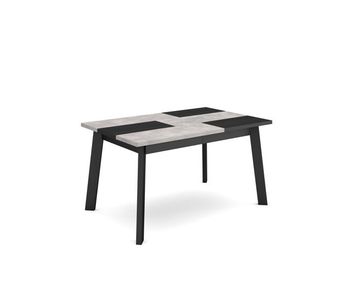 Mesa comedor, mesa fija cocina y salón, 140x90x75cm, para 6 comensales, patas de madera, cemento