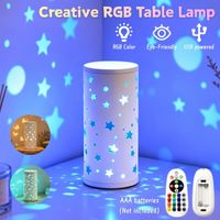 1 pieza de lampara de mesa rgb creativa diseno de sombra hueca con control remoto compacta y atractiva decoracion para dormitorio