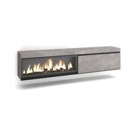 mueble tv television muebles de salon almacenaje 208x35x45cm para tv hasta 80 chimenea electrica xxl colgado suspendido estilo moderno cemento