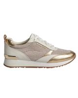 de michael kors sneakers allie stride de piel y malla de cadena brillante 43 beige