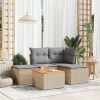 conjunto de sofas jardin con cojines beige mezcla 5 uds  mueble jardin mesa y sillas ratan pe cfw785978