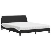 cama con colchon dover cuero sintetico negro y blanco 160x200 cm vidaxl