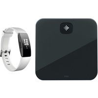 fitbit inspire hr fitness tracker  aria air smart scale bundle - white universal white