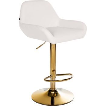 Taburete De Bar Braga En Polipiel Con Base Dorada Simil Cuero Blanco 52x51x89 Cm Clp