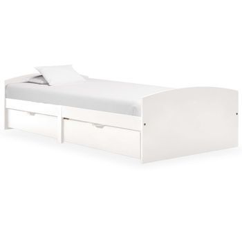 Estructura De Cama Con 2 Cajones Sin Colchón Blanco 90x200 Cm Vidaxl