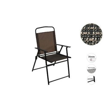 Silla Camping Aluminio 53x58x90cm Color Marrón Oscuro