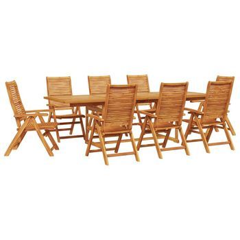 Conjunto De Comedor De Jardín 9 Pcs Marrón Vidaxl
