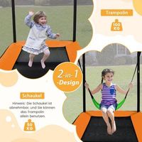 cama elastica para ninos 2 en 1 con columpio red de seguridad y cubierta para bordes color naranja