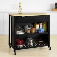 carrito de cocina con 2 cajones y 2 estantes con tablero grande l100 x p60 x h94cm