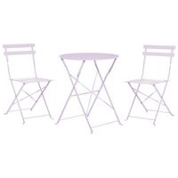 conjunto de balcon de metal violeta mesa redonda sillas de acero exterior fiori