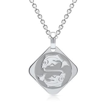 Cadena de plata signo zodiacal piscis