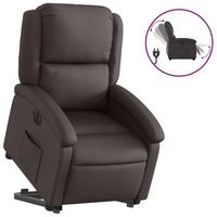 sillon reclinable electrico pie cuero autentico marron oscuro