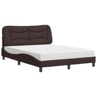 cama con colchon hvar tela marron oscuro 140x190 cm vidaxl
