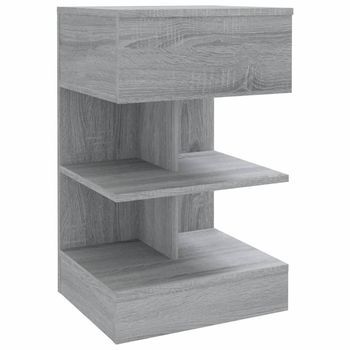 Mesita De Noche | Mesilla De Noche Madera Contrachapada Gris Sonoma 40x35x65 Cm
